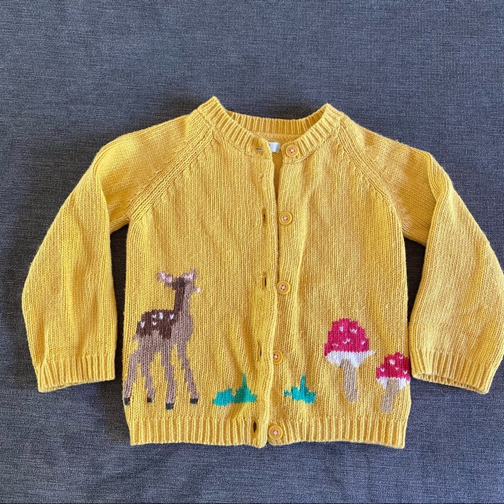Boden deer and toadstool cardigan size 18-24mo.